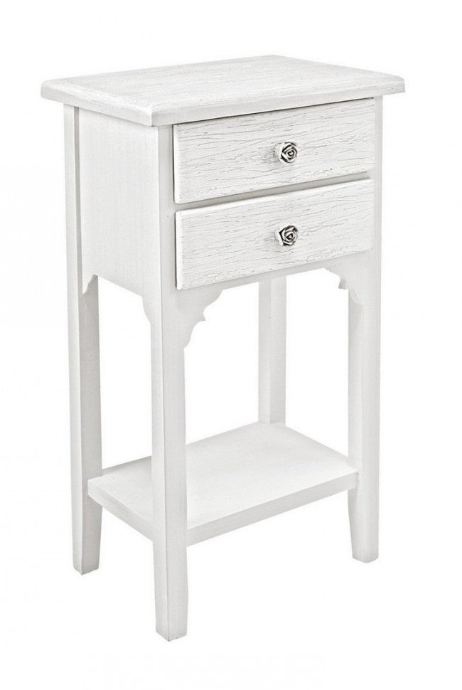 Mobiletto 2 Cassetti Legno Bianco Rustico da Interno - BLAINE