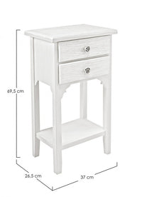 Mobiletto 2 Cassetti Legno Bianco Rustico da Interno - BLAINE