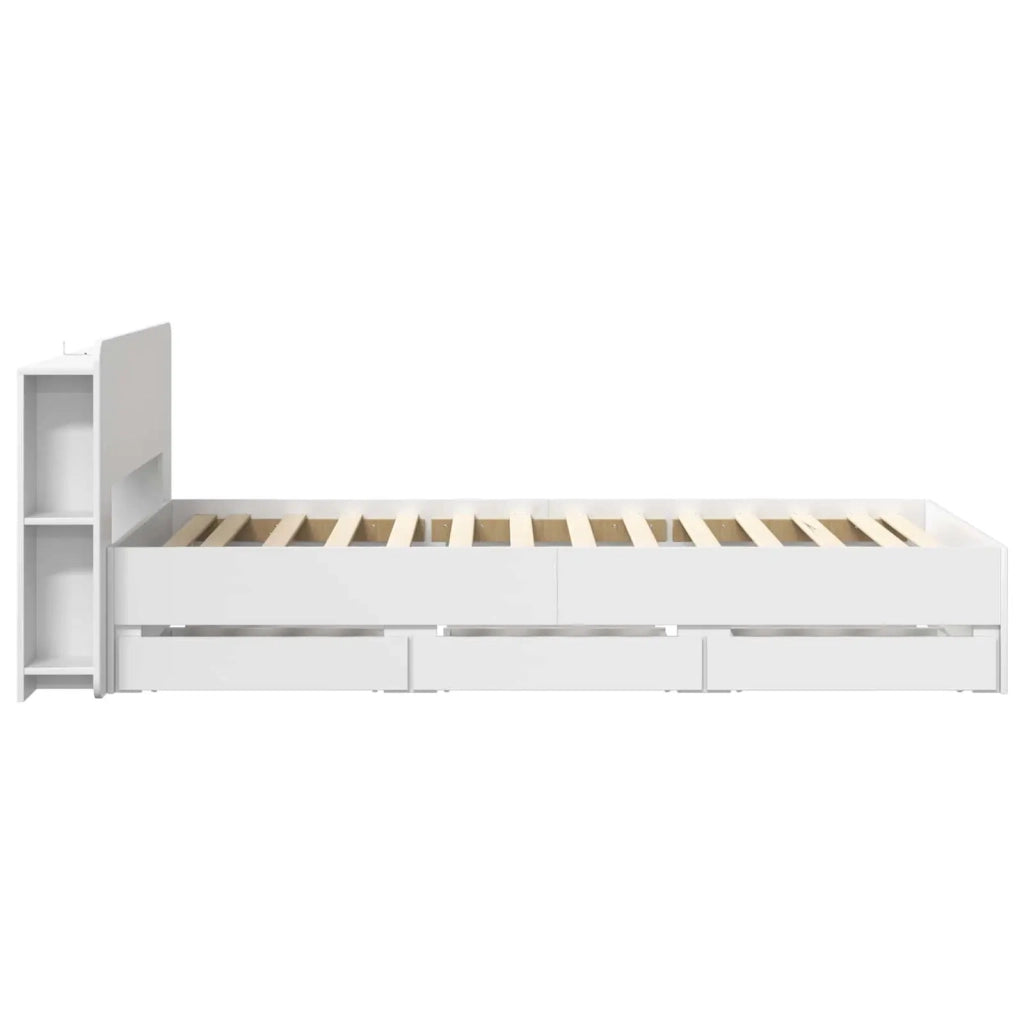 Struttura del letto con stoccaggio e testata Bianco 75 x 190 cm 3433911