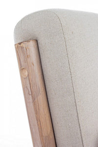 Poltrona Tessuto Bianco Legno Naturale Stile Rustico - MATTHEW