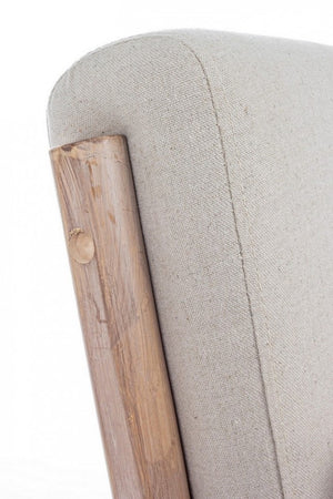 Poltrona Tessuto Bianco Legno Naturale Stile Rustico - MATTHEW