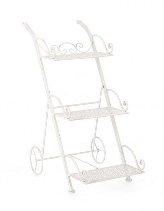 Set 4 Porta Fiori 3 Piani Acciaio Bianco Rustico da Interno - IRENE