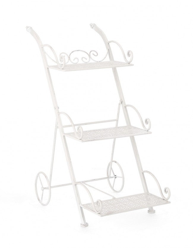 Set 4 Porta Fiori 3 Piani Acciaio Bianco Rustico da Interno - IRENE