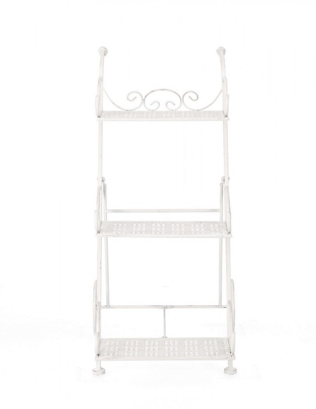 Set 4 Porta Fiori 3 Piani Acciaio Bianco Rustico da Interno - IRENE