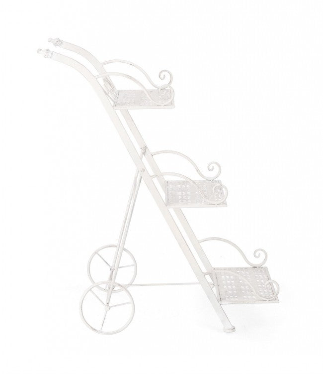 Set 4 Porta Fiori 3 Piani Acciaio Bianco Rustico da Interno - IRENE