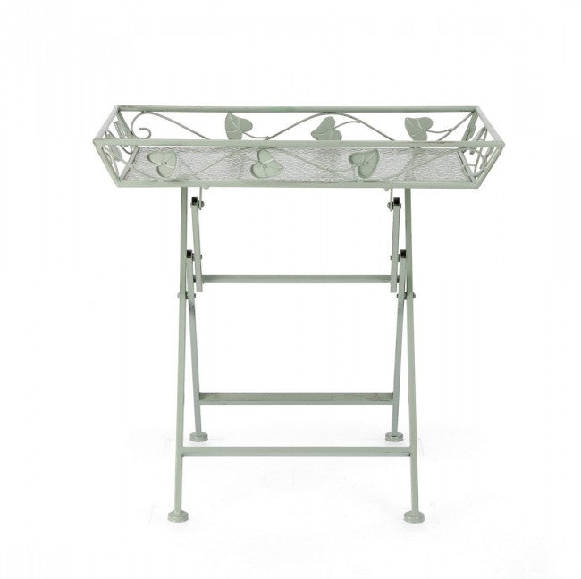 Set 2 Tavoli Rettangolari Acciaio Verde da Esterno - GIANNA