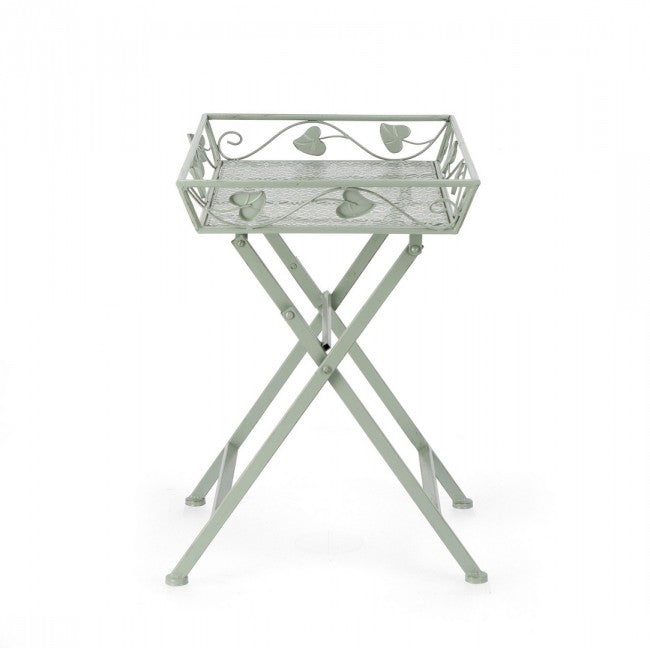 Set 2 Tavoli Rettangolari Acciaio Verde da Esterno - GIANNA