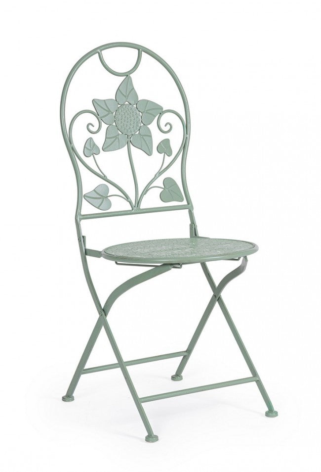 Set 2 Sedie Acciaio Verde Shabby da Esterno - GIANNA