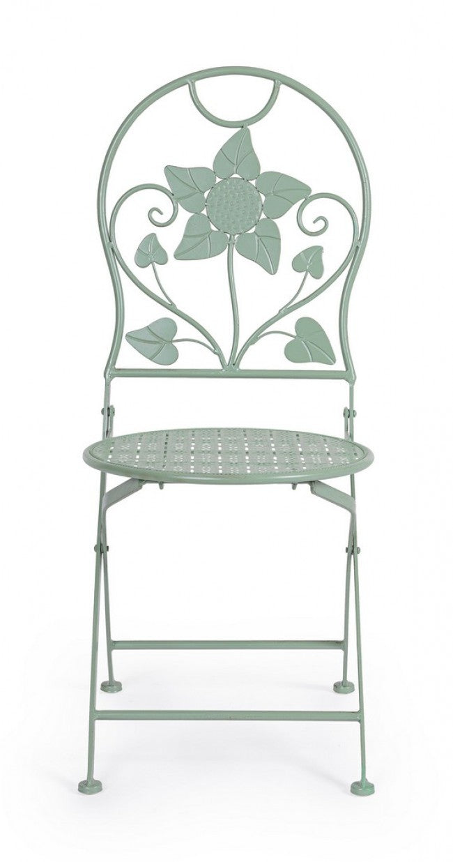 Set 2 Sedie Acciaio Verde Shabby da Esterno - GIANNA