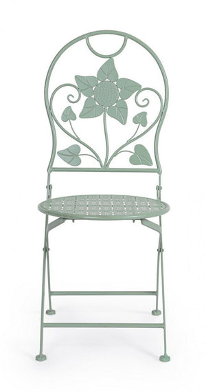 Set 2 Sedie Acciaio Verde Shabby da Esterno - GIANNA