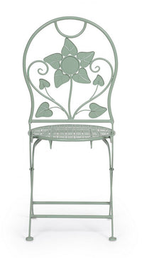 Set 2 Sedie Acciaio Verde Shabby da Esterno - GIANNA