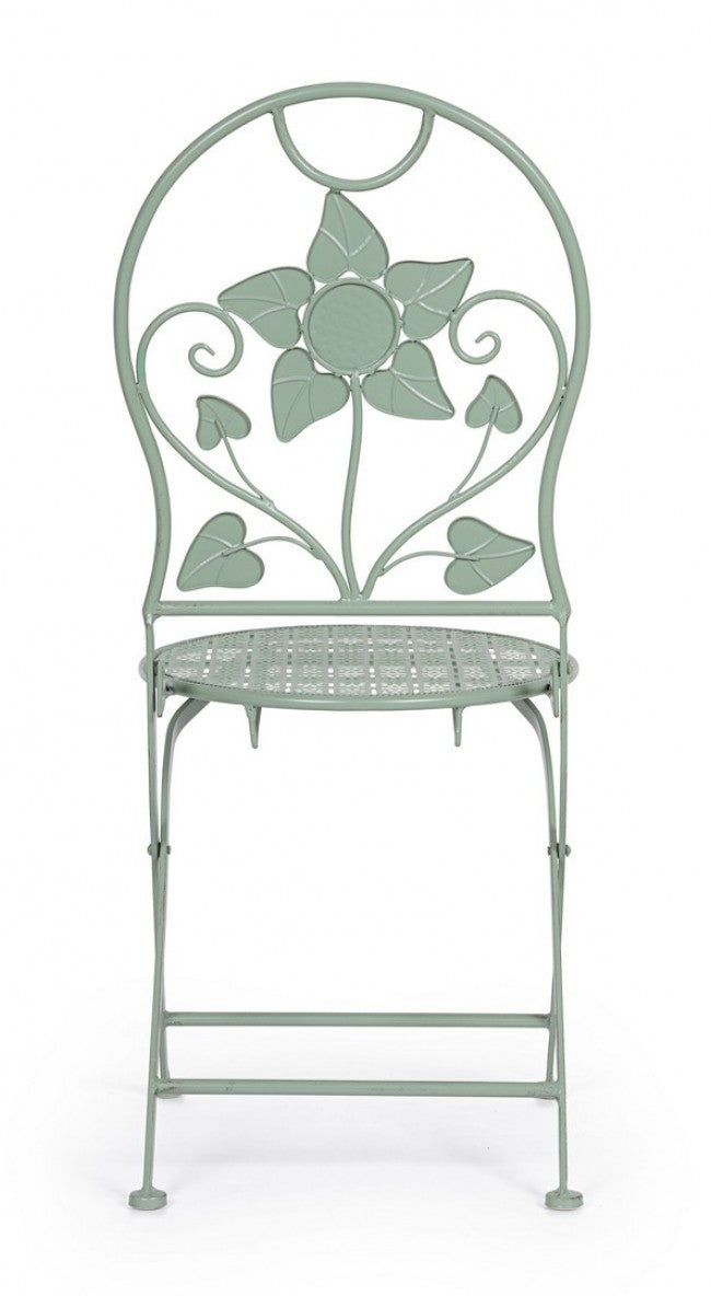 Set 2 Sedie Acciaio Verde Shabby da Esterno - GIANNA