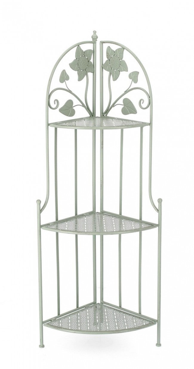 Angoliera 3 Piani Acciaio Verde Stile Rustico da Interno - GIANNA