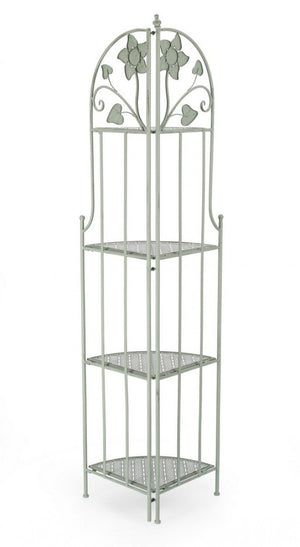 Angoliera 4 Piani Acciaio Verde Stile Rustico da Interno - GIANNA