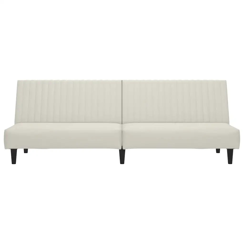 Divano Letto a 2 Posti Crema in Velluto 375935