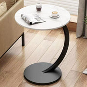 Trade Shop - Tavolino Laterale A Forma Di C Moderno Elegante Per Soggiorno Salotto Divano Camera - Bianco E Nero