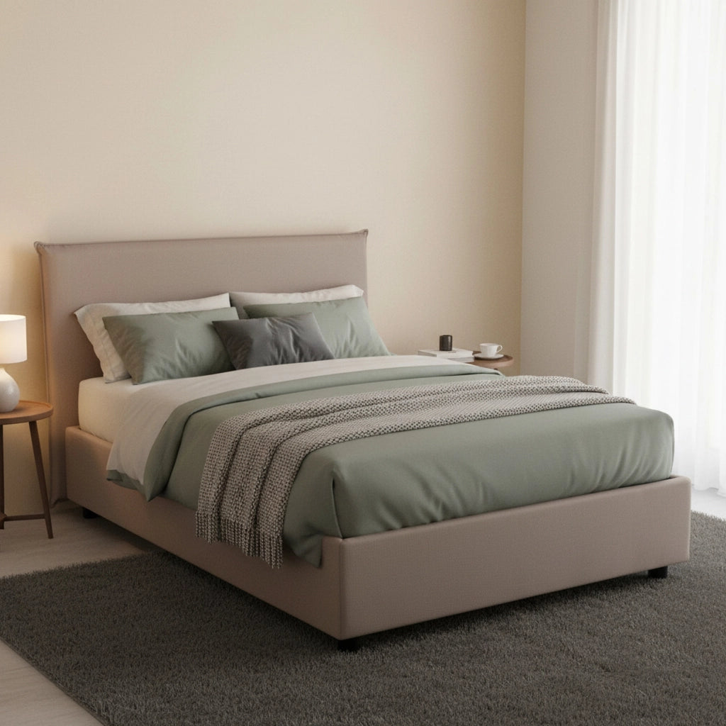 Anissa, Letto Piazza e Mezza Sfoderabile Made in Italy, Grigio Tortora