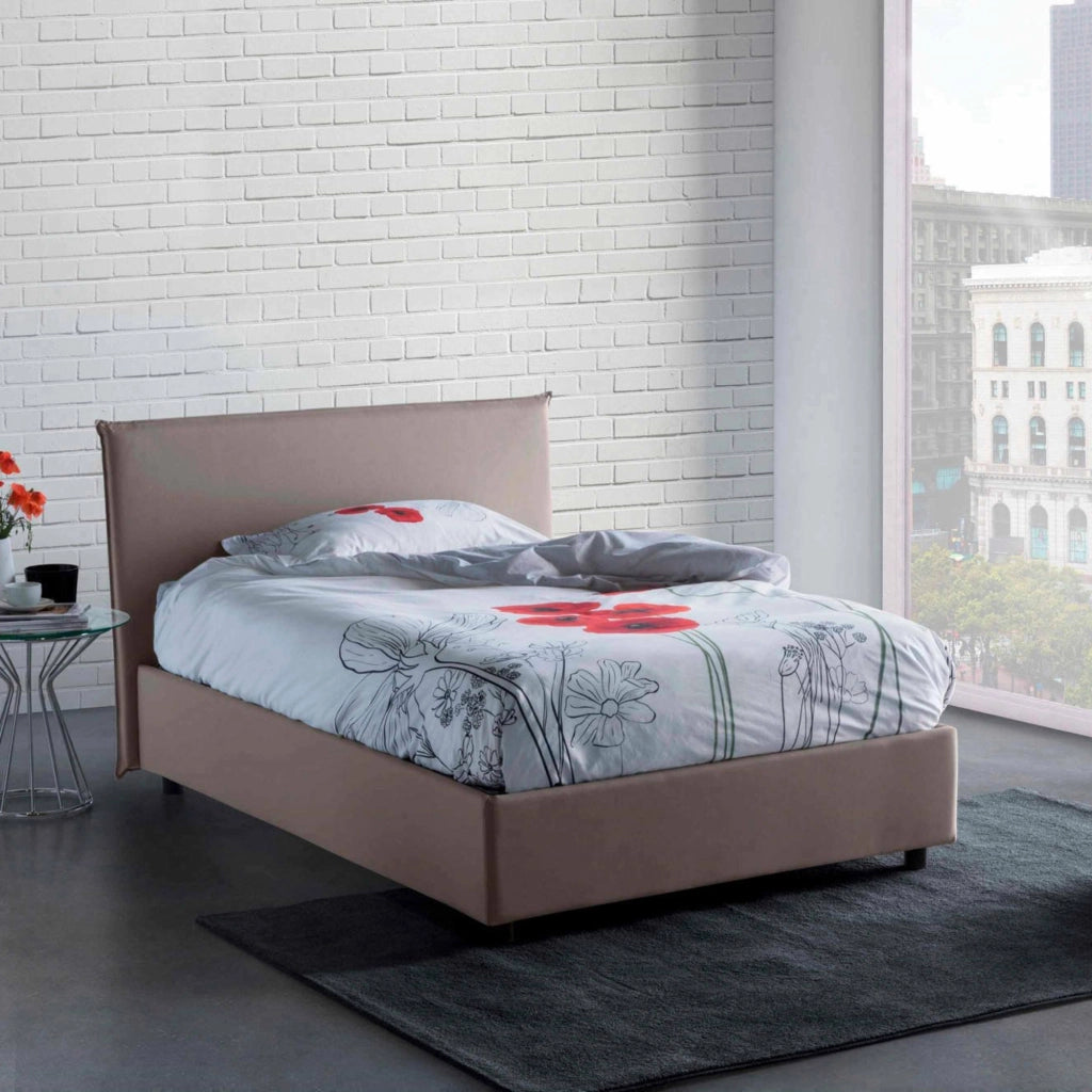 Anissa, Letto Piazza e Mezza Sfoderabile Made in Italy, Grigio Tortora