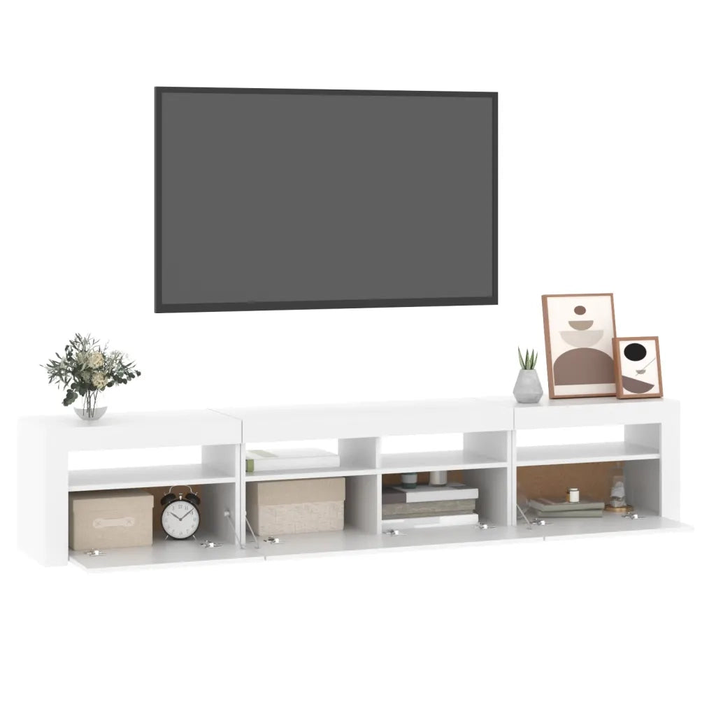Mobile Porta TV con Luci LED-Mobile per TV-Credenza TV Bianco 210x35x40 cm