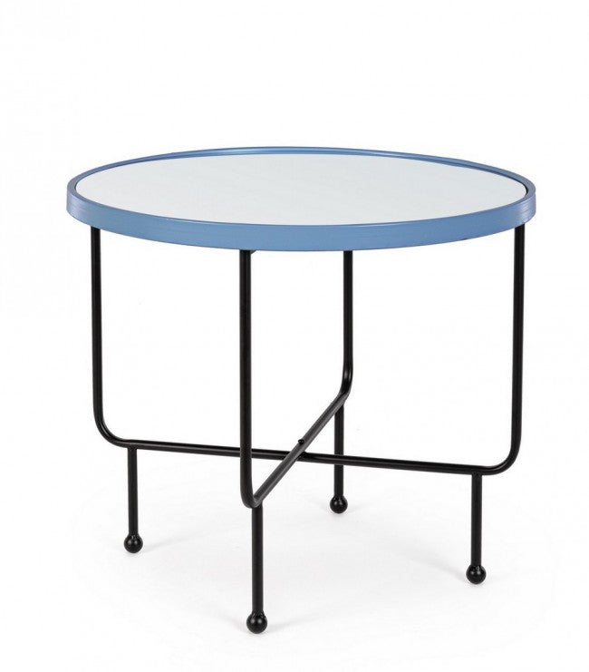 Tavolino con Specchio Acciaio Azzurro Moderno 58,5 cm - LILA