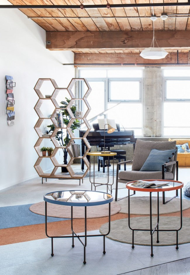 Tavolino con Specchio Acciaio Azzurro Moderno 58,5 cm - LILA