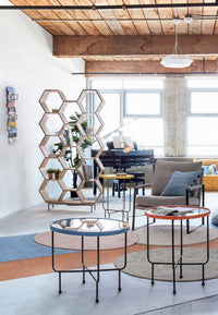 Tavolino con Specchio Acciaio Azzurro Moderno 58,5 cm - LILA