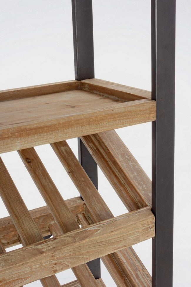 Mobile Portabottiglie Legno Nero Industriale da Interno - MASON