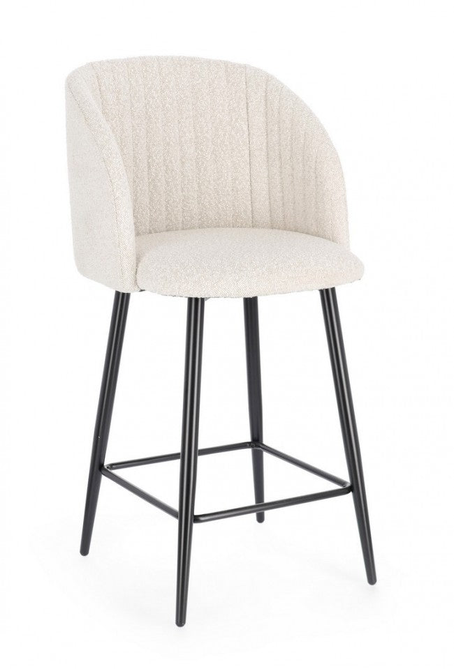 Set 2 Sgabelli Cucina Bouclé Nero Moderno da Interno - FELICIA