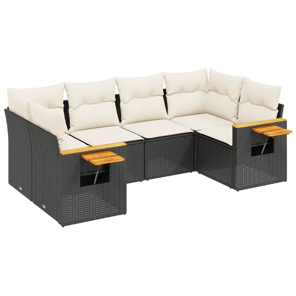 Set Divano da Giardino 6 pz con Cuscini Nero in Polyrattancod mxl 90379
