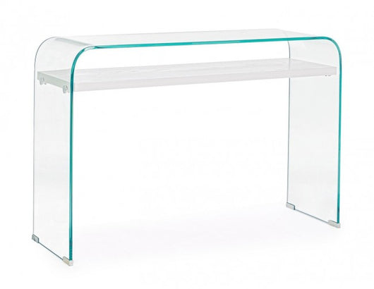 Consolle 2 Piani Legno Bianco Moderna da Interno 110x35 - SARA