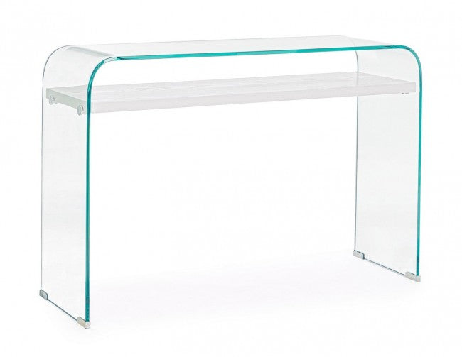 Consolle 2 Piani Legno Bianco Moderna da Interno 110x35 - SARA