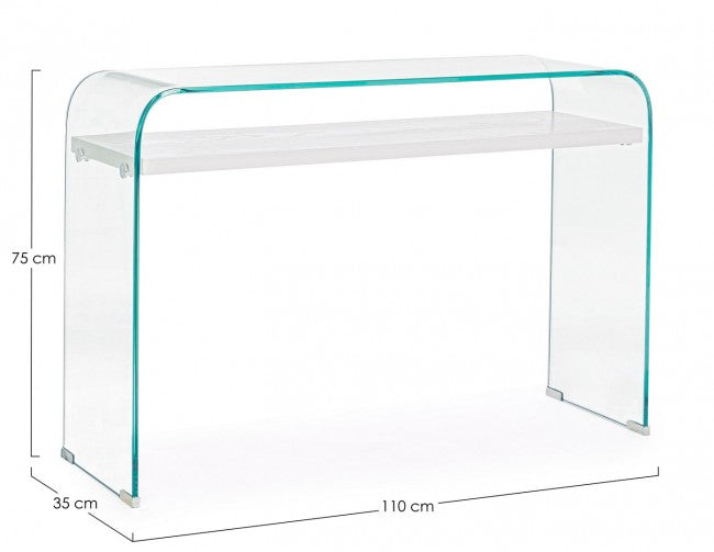 Consolle 2 Piani Legno Bianco Moderna da Interno 110x35 - SARA