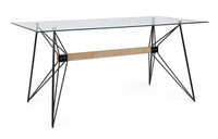 Tavolo Vetro Nero Industriale da Interno 160x80 cm - ELIAN