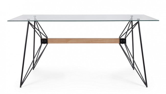 Tavolo Vetro Nero Industriale da Interno 160x80 cm - ELIAN