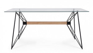 Tavolo Vetro Nero Industriale da Interno 160x80 cm - ELIAN