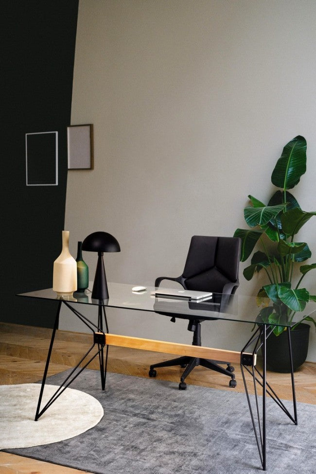 Tavolo Vetro Nero Industriale da Interno 160x80 cm - ELIAN