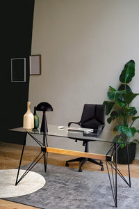 Tavolo Vetro Nero Industriale da Interno 160x80 cm - ELIAN