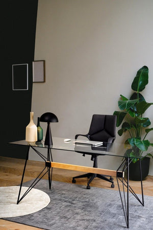 Tavolo Vetro Nero Industriale da Interno 160x80 cm - ELIAN