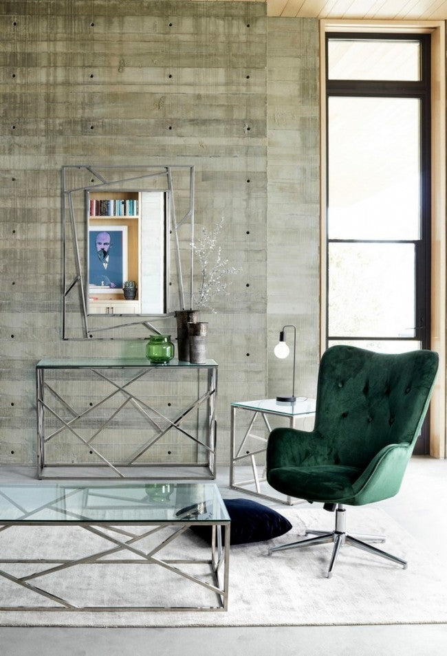 Specchio Rettangolare Acciaio Trasparente Moderno da Parete 120x90 - GAVIN