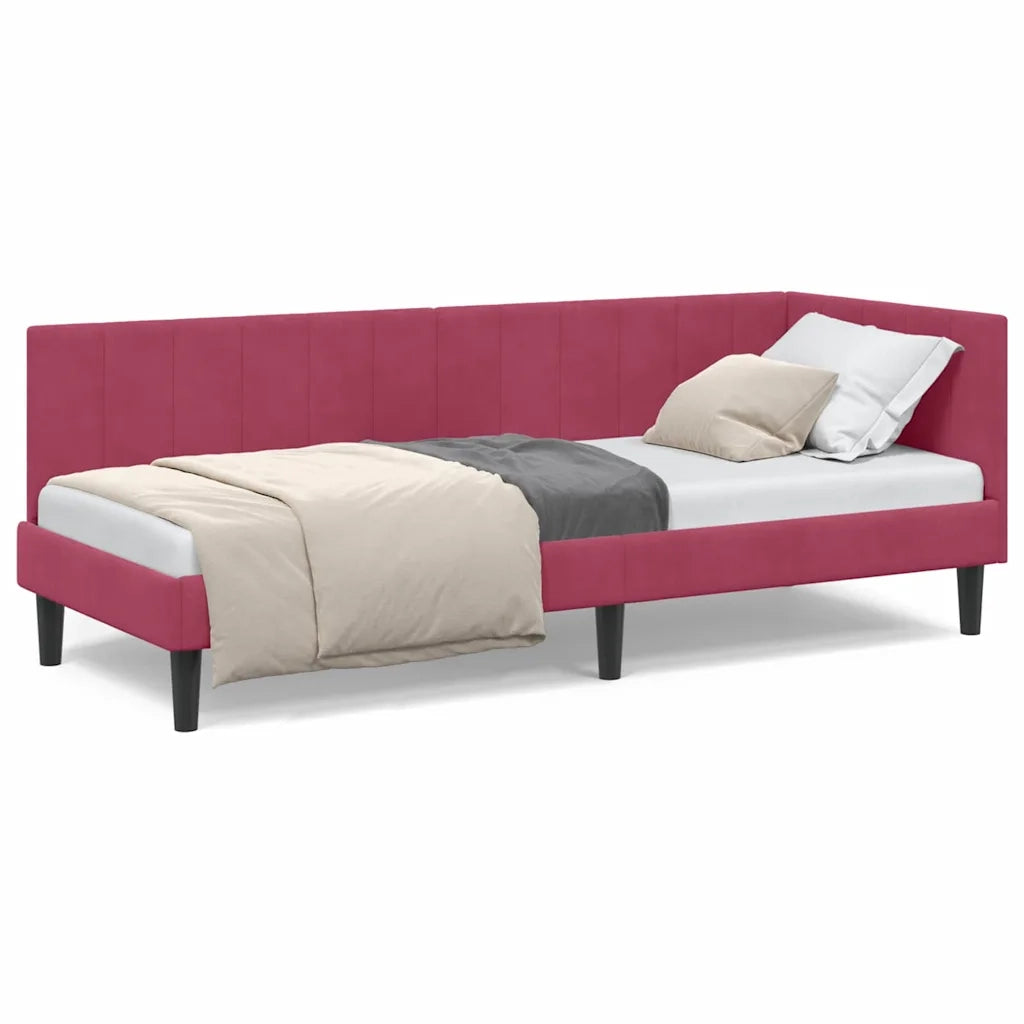 vidaXL Cornice del letto ad angolo Rosso vino 80 x 200 cm Velluto