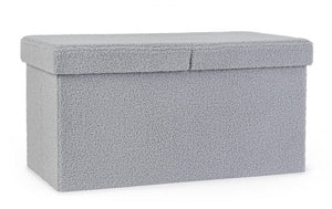 Set 2 Pouf Contenitore in Bouclé Grigio Moderno da Interno - MARTIN