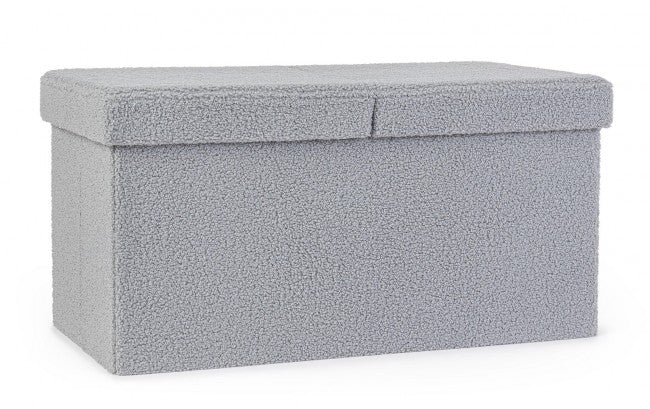 Set 2 Pouf Contenitore in Bouclé Grigio Moderno da Interno - MARTIN