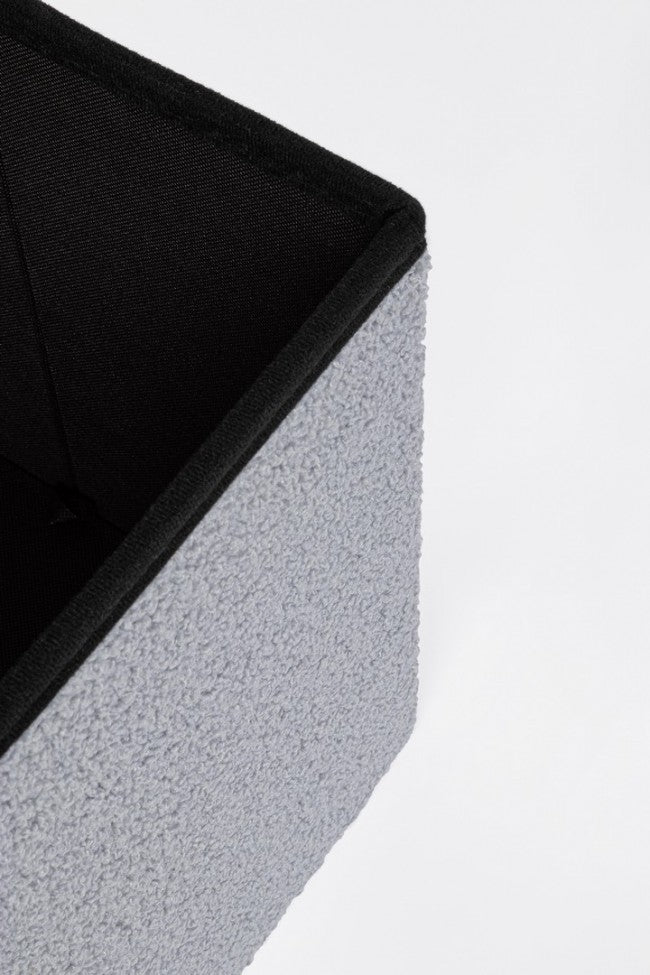 Set 2 Pouf Contenitore in Bouclé Grigio Moderno da Interno - MARTIN