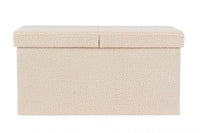 Set 2 Pouf Contenitore in Bouclé Beige Moderno da Interno - MARTIN