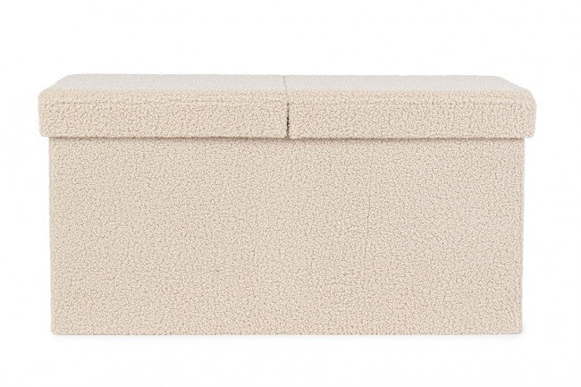 Set 2 Pouf Contenitore in Bouclé Beige Moderno da Interno - MARTIN