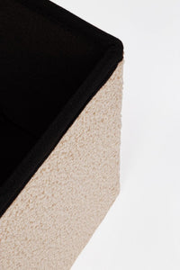 Set 2 Pouf Contenitore in Bouclé Beige Moderno da Interno - MARTIN