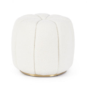 Pouf Bouclé Bianco Moderno da Interno - RACHEL