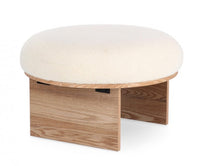 Sgabello Tessuto Bouclé Bianco Legno Moderno da Interno - RYAN