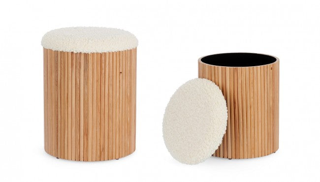 Pouf Contenitore Legno Marrone Stile Naturale da Interno - RYAN