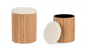 Pouf Contenitore Legno Marrone Stile Naturale da Interno - RYAN